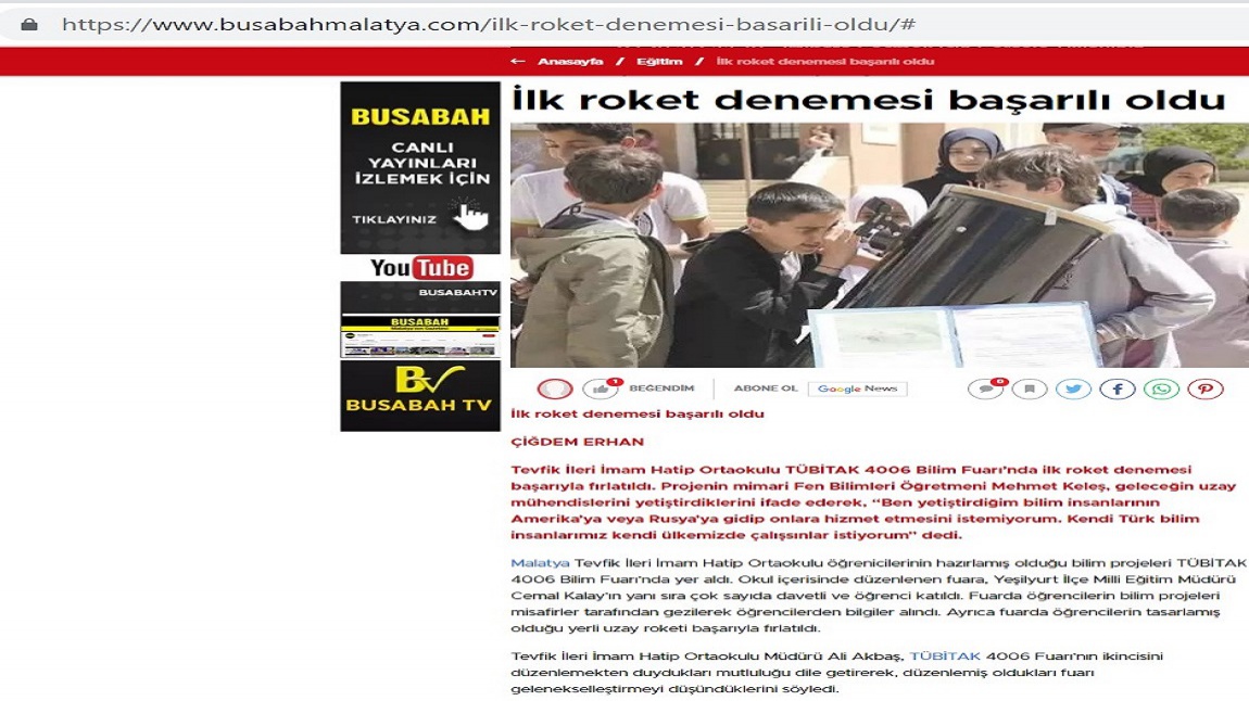İLK ROKET DENEMESİ BAŞARILI OLDU