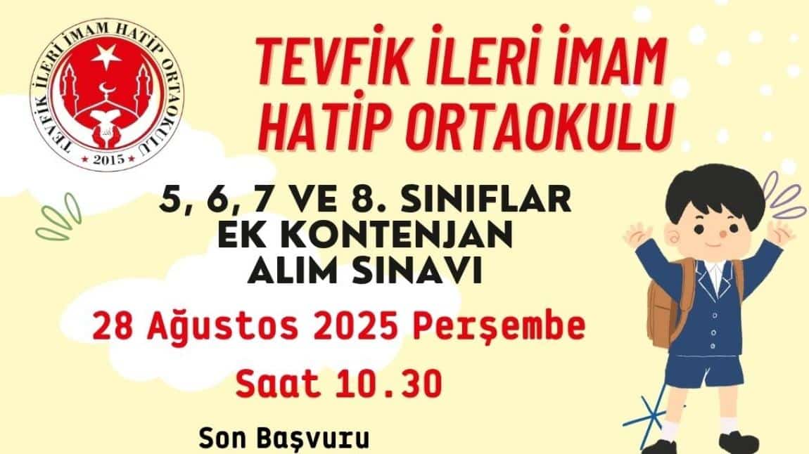 5, 6, 7 ve 8. Sınıflar Ek Kontenjan Alım Sınavı Sonuçları